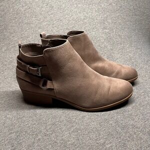 Lauren Blakwell Stacie Women's Taupe Suede Buckle Ankle Boots‎ Size 9.5